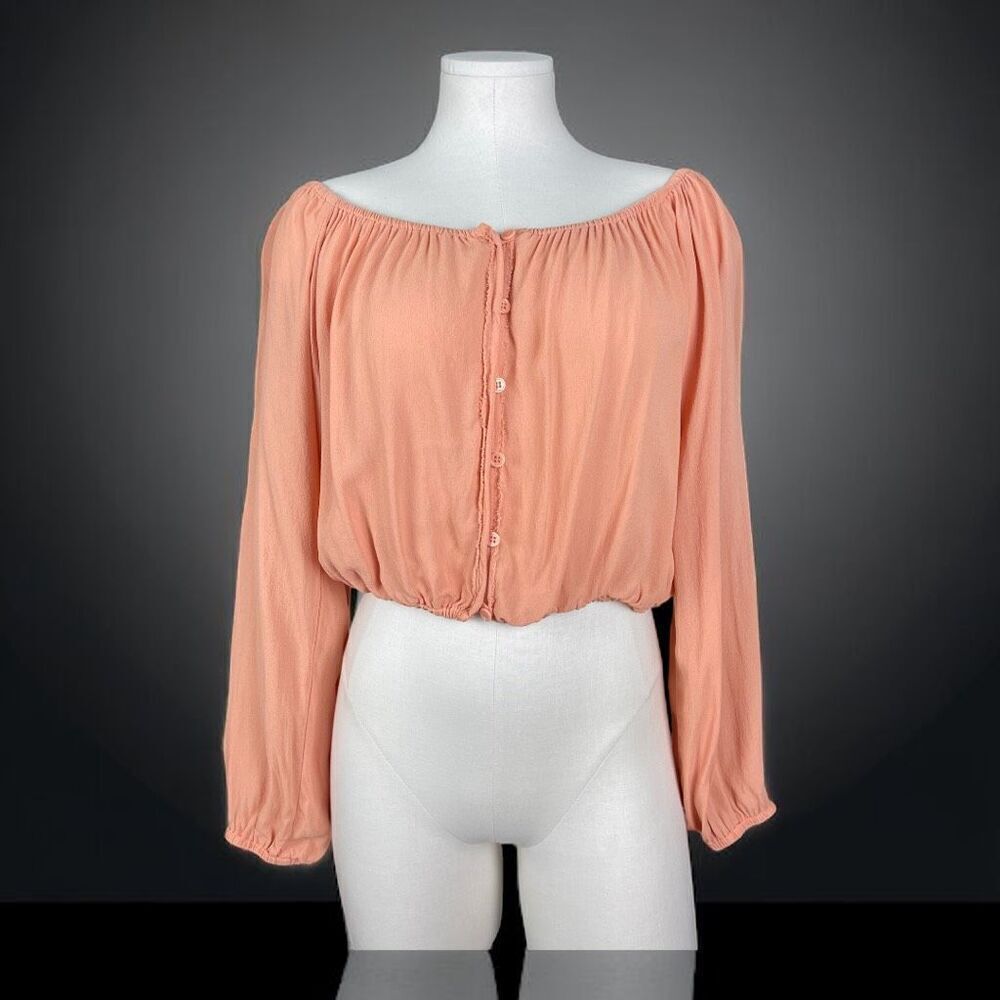 REFORMATION Caper Off-the-Shoulder Cropped Blouse | Medium